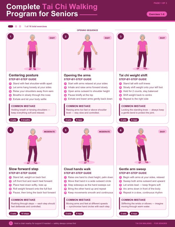 Tai Chi Walking Program for Seniors (Free Printable PDF)